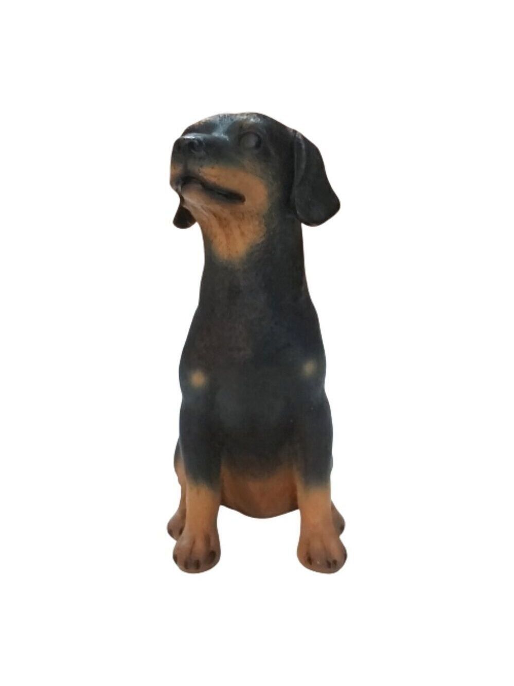 6.5 Inch Rottweiler Puppy Resin Figurine Sitting Looking Up Collectible